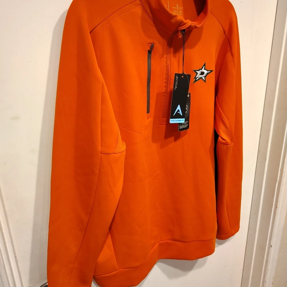 Antigua NWT Dallas Stars NHL Orange 1/4 Zip Scuba Pullover Sz L Embroidered Logo - Picture 5 of 7